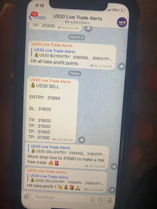 US30 VIP FOREX Telegram TRADE ALERTS 1 Year Membership